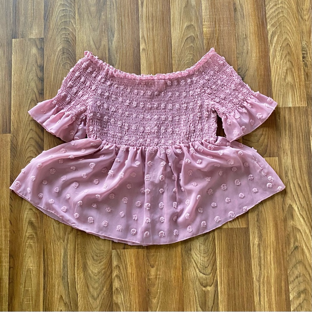 Pink Peplum Blouse Size 1X